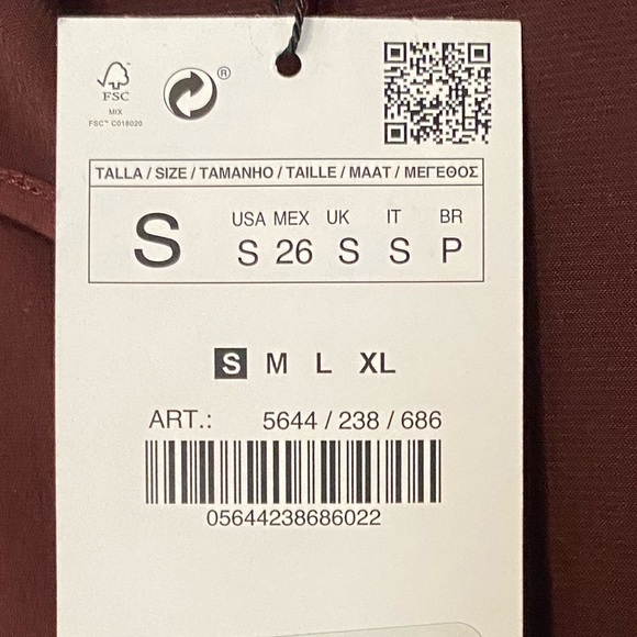 NWT Zara Sz S Cognac Long Sleeve Choker Midi Dress - Picture 6 of 11